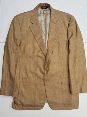 Vintage Paul Stuart Mens 43 Long Silk Wool Blazer Sport Coat Italy Plaid 43L